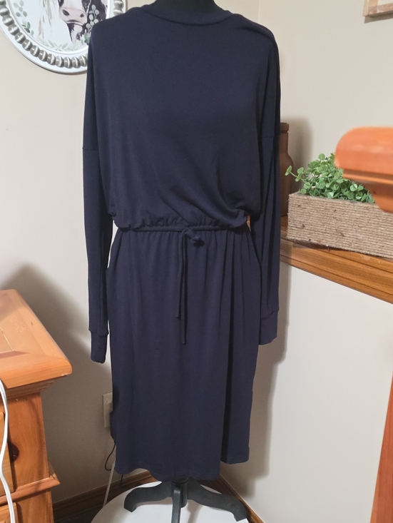Simier Fariry Dresses & Skirts - Navy Long-Sleeve Drawstring Waist Dress